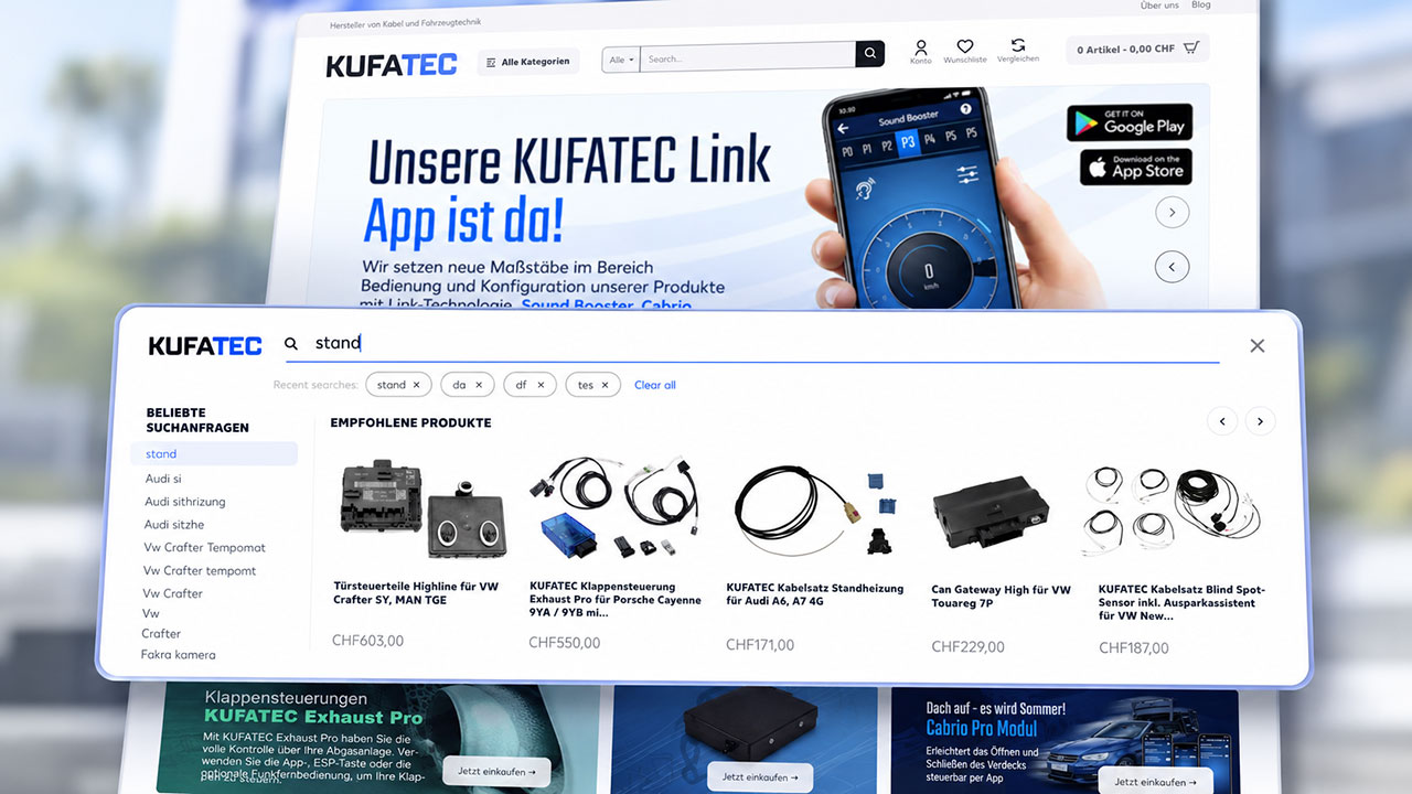 Kufatec Shop — Vorschau der echten Website (nicht die Suchoberfläche)