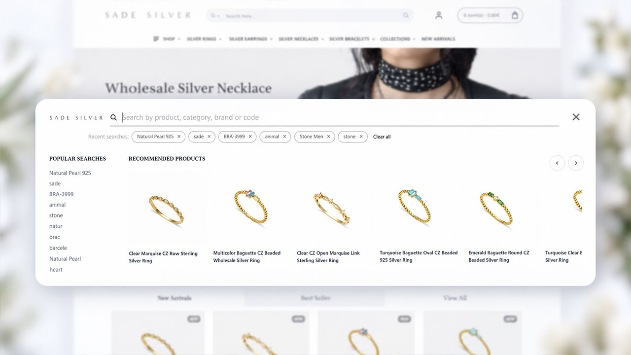 Sade Silver Wholesale — Vorschau der echten Website (nicht die Suchoberfläche)